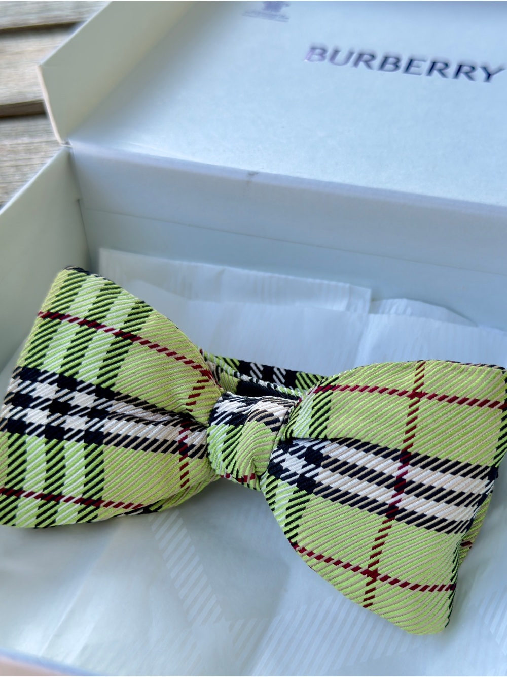 🎁TB SUMMER 26’🎁🔥💯🆕ICONIC BURBERRY CLASSIC AURORA GRE NOVA CHECK SELF TIE BOW TIE